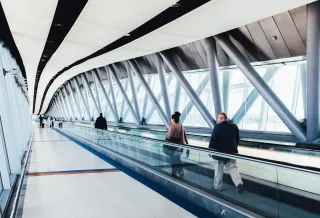 A traveller at an airport