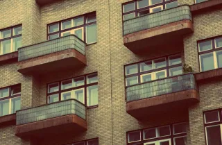 Apartment balconies and building windows