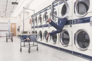 Large machines in a laundromat